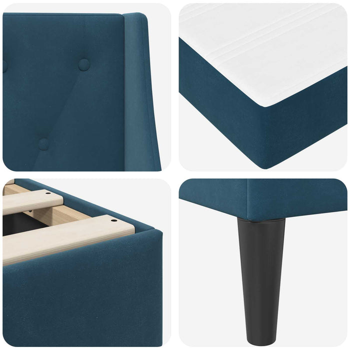 Cadru de pat cu saltea Pe perete 2 pcs albastru Catifea - WALTI WALTI