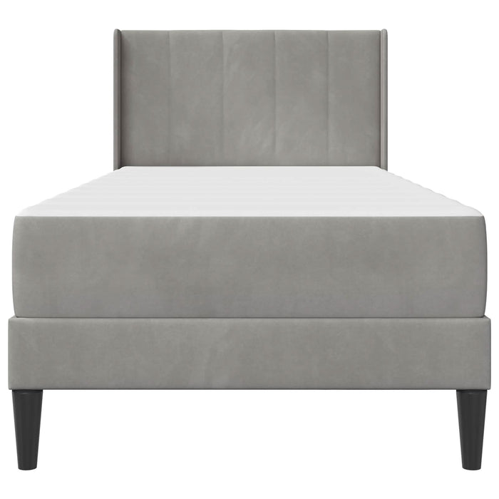 Cadru de pat cu saltea cu headboard 2 pcs Gri deschis Catifea - WALTI WALTI