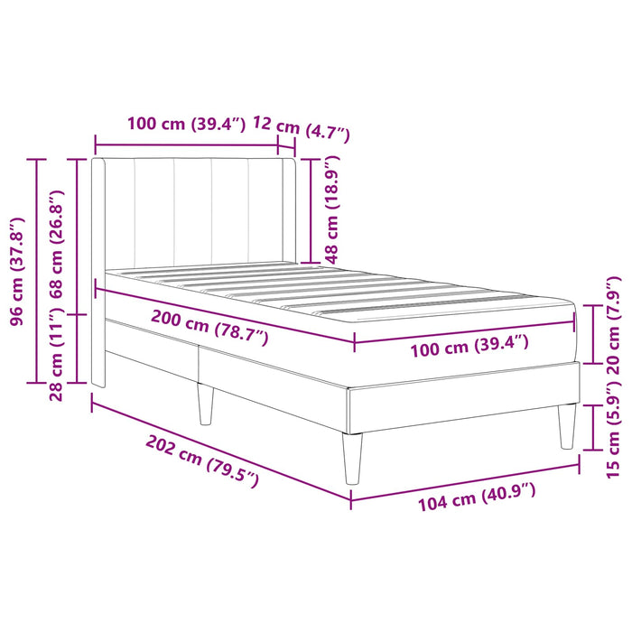 Cadru de pat cu saltea cu headboard 2 pcs Gri deschis Catifea - WALTI WALTI
