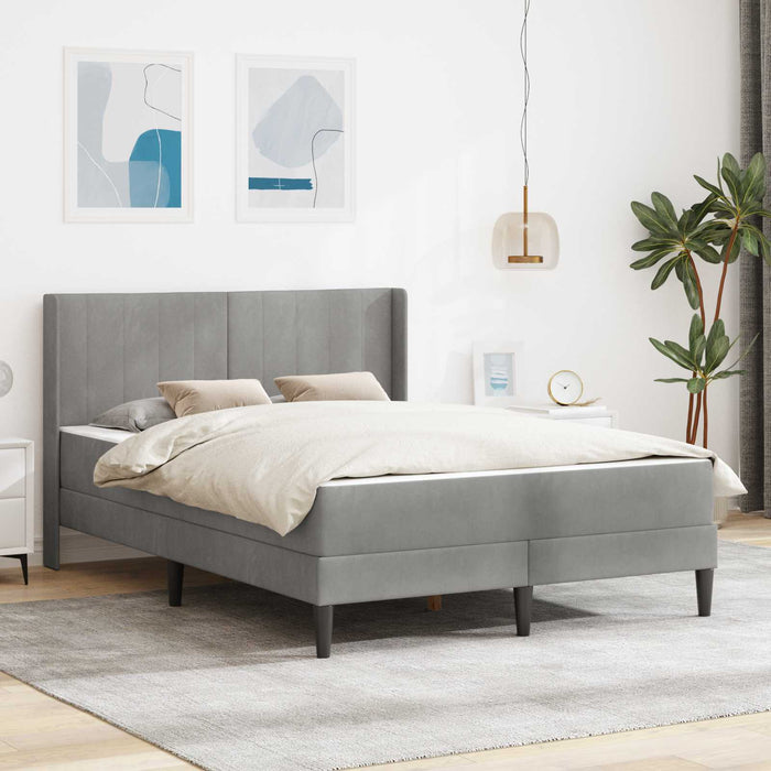 Cadru de pat cu saltea cu headboard 2 pcs Gri deschis Catifea - WALTI WALTI