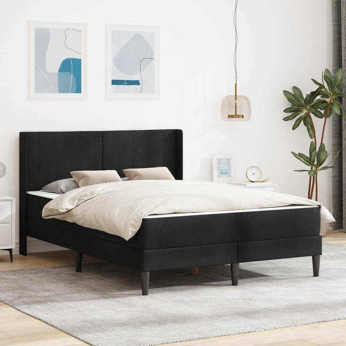 Cadru de pat cu saltea cu headboard 2 pcs Negru Catifea - WALTI WALTI