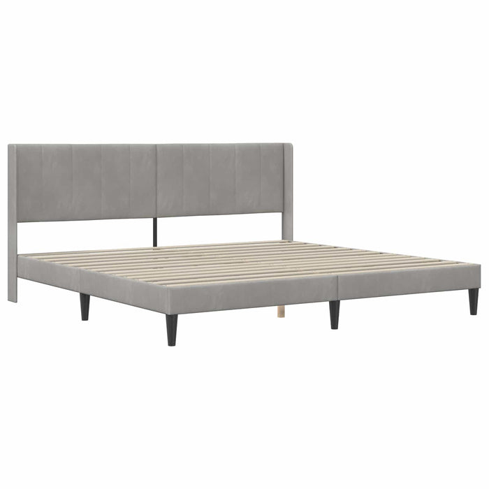 Cadru de pat cu saltea cu headboard 2 pcs Gri deschis Catifea - WALTI WALTI