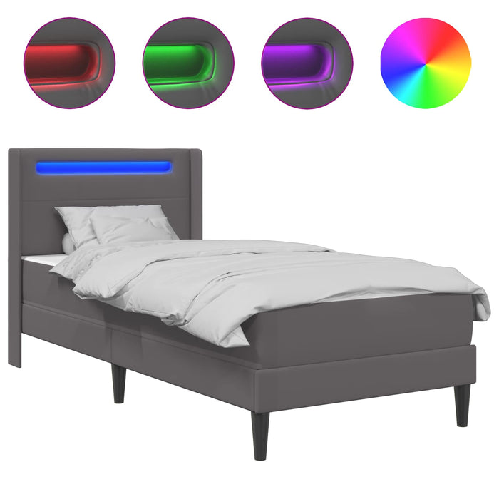 Cadru de pat cu saltea Gri 90 x 190 cm Piele artificială - WALTI WALTI