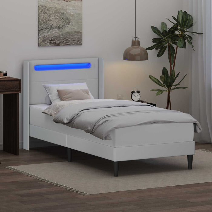 Cadru de pat cu saltea Alb 90 x 190 cm Piele artificială - WALTI WALTI