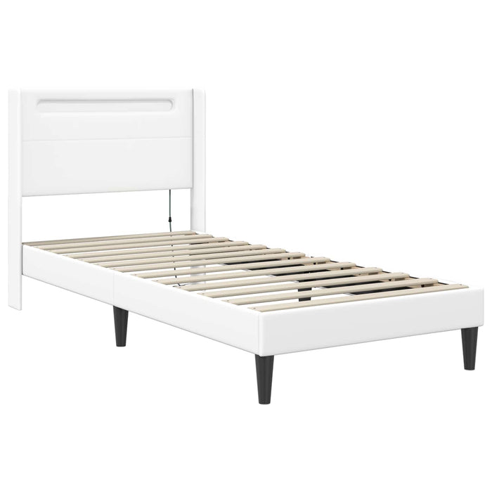Cadru de pat cu saltea Alb 90 x 190 cm Piele artificială - WALTI WALTI