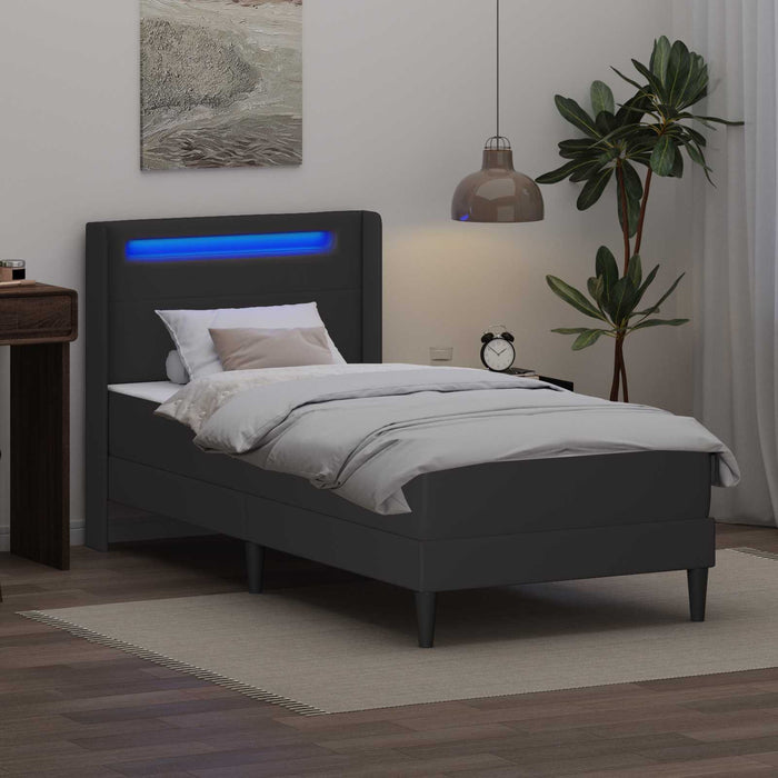 Cadru de pat cu saltea Gri 100 x 200 cm Piele artificială - WALTI WALTI