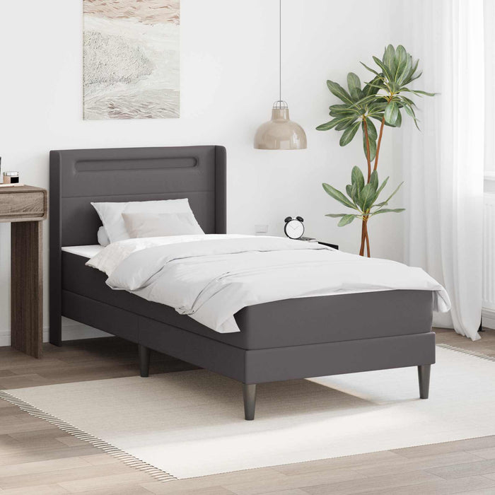 Cadru de pat cu saltea Gri 100 x 200 cm Piele artificială - WALTI WALTI