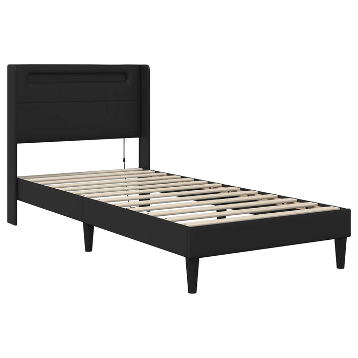Cadru de pat cu saltea Negru 100 x 200 cm Piele artificială - WALTI WALTI