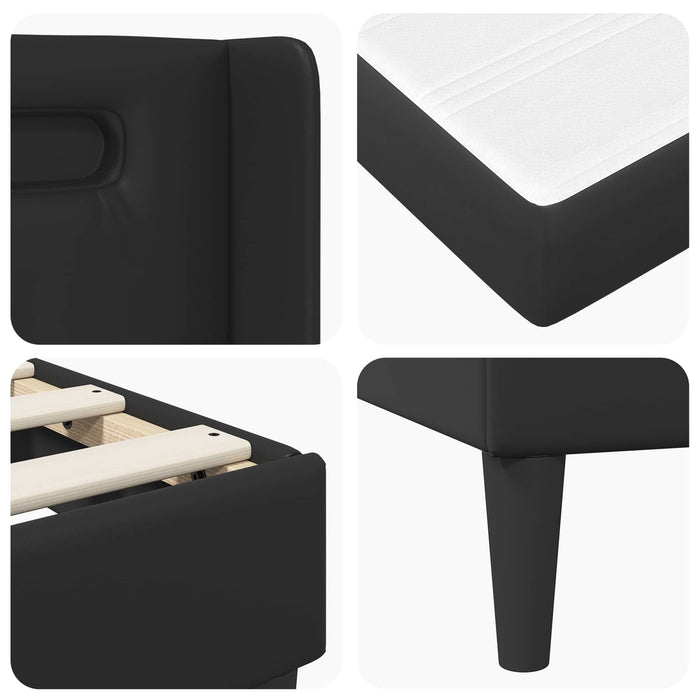 Cadru de pat cu saltea Negru 120 x 190 cm Piele artificială - WALTI WALTI