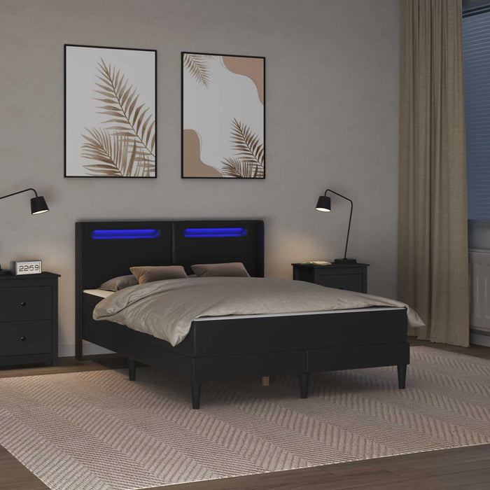 Cadru de pat cu saltea Negru 120 x 190 cm Piele artificială - WALTI WALTI