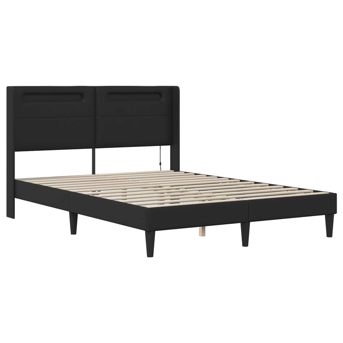 Cadru de pat cu saltea Negru 120 x 190 cm Piele artificială - WALTI WALTI