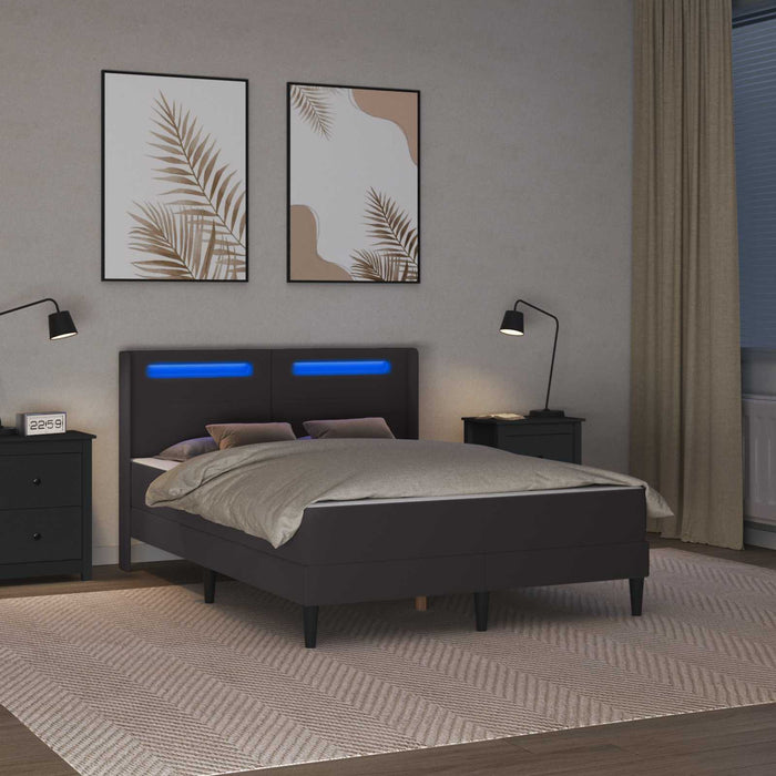 Cadru de pat cu saltea Gri 140 x 190 cm Piele artificială - WALTI WALTI