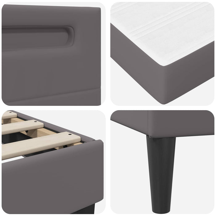 Cadru de pat cu saltea Gri 200 x 200 cm Piele artificială - WALTI WALTI