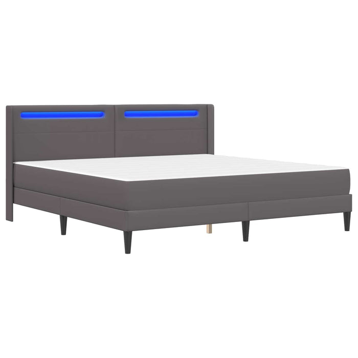 Cadru de pat cu saltea Gri 200 x 200 cm Piele artificială - WALTI WALTI