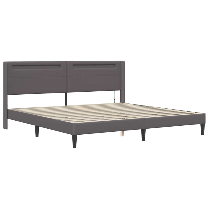 Cadru de pat cu saltea Gri 200 x 200 cm Piele artificială - WALTI WALTI