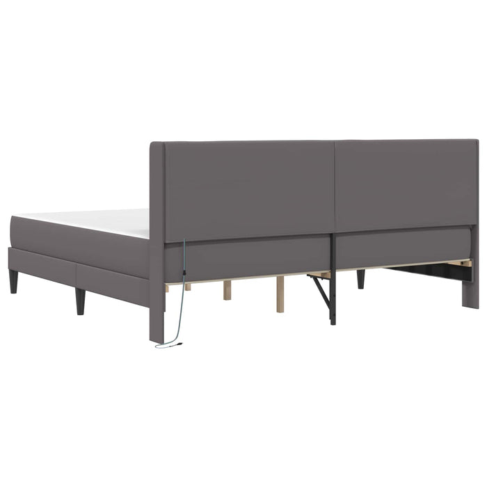 Cadru de pat cu saltea Gri 200 x 200 cm Piele artificială - WALTI WALTI
