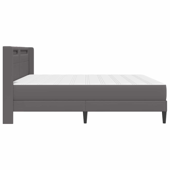 Cadru de pat cu saltea Gri 200 x 200 cm Piele artificială - WALTI WALTI