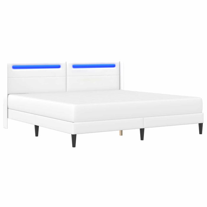 Cadru de pat cu saltea Alb 200 x 200 cm Piele artificială - WALTI WALTI