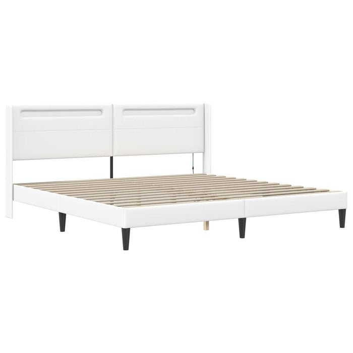Cadru de pat cu saltea Alb 200 x 200 cm Piele artificială - WALTI WALTI