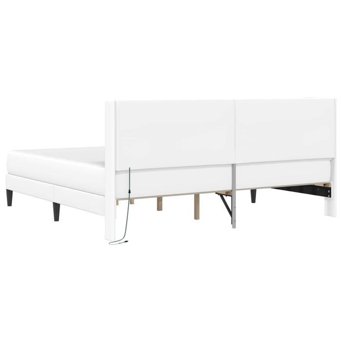 Cadru de pat cu saltea Alb 200 x 200 cm Piele artificială - WALTI WALTI