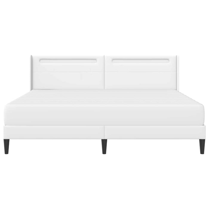 Cadru de pat cu saltea Alb 200 x 200 cm Piele artificială - WALTI WALTI