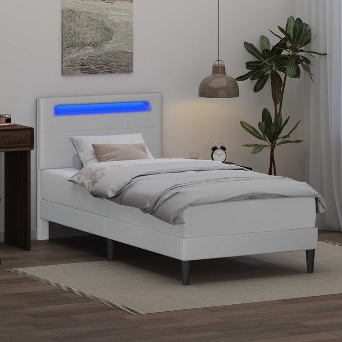 Cadru de pat cu benzi LED Alb 90 x 200 cm Piele artificială WALTI