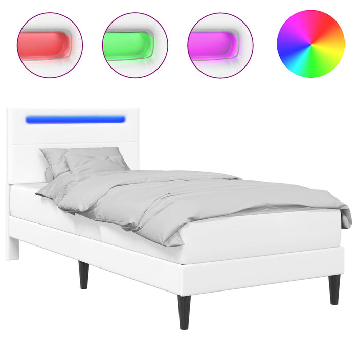 Cadru de pat cu benzi LED Alb 90 x 200 cm Piele artificială WALTI