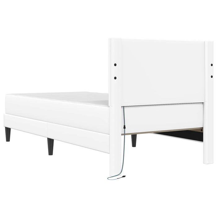 Cadru de pat cu benzi LED Alb 90 x 200 cm Piele artificială WALTI
