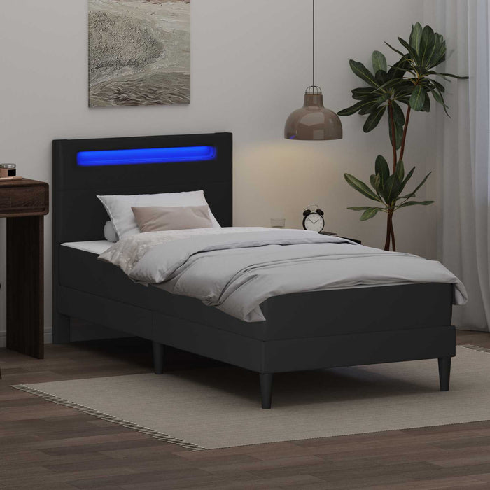 Cadru de pat cu benzi LED Negru 100 x 200 cm Piele artificială WALTI
