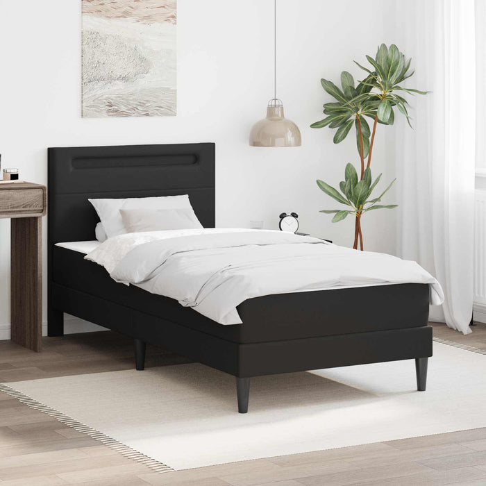 Cadru de pat cu benzi LED Negru 100 x 200 cm Piele artificială WALTI