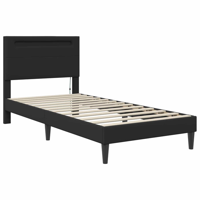 Cadru de pat cu benzi LED Negru 100 x 200 cm Piele artificială WALTI