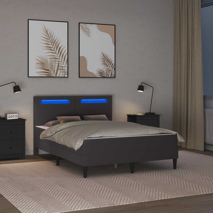Cadru de pat cu benzi LED Gri 120 x 200 cm Piele artificială - WALTI WALTI