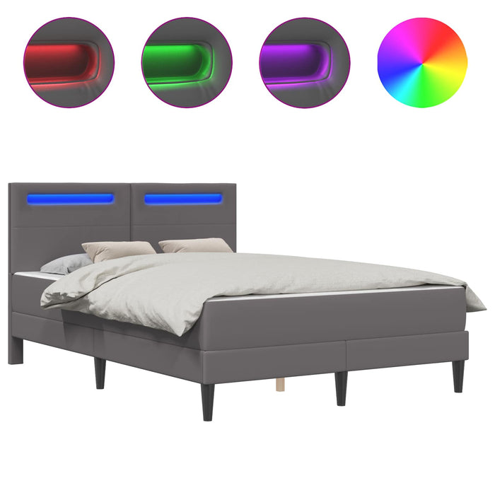 Cadru de pat cu benzi LED Gri 120 x 200 cm Piele artificială - WALTI WALTI