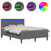 Cadru de pat cu benzi LED Gri 140 x 190 cm Piele artificială - WALTI WALTI