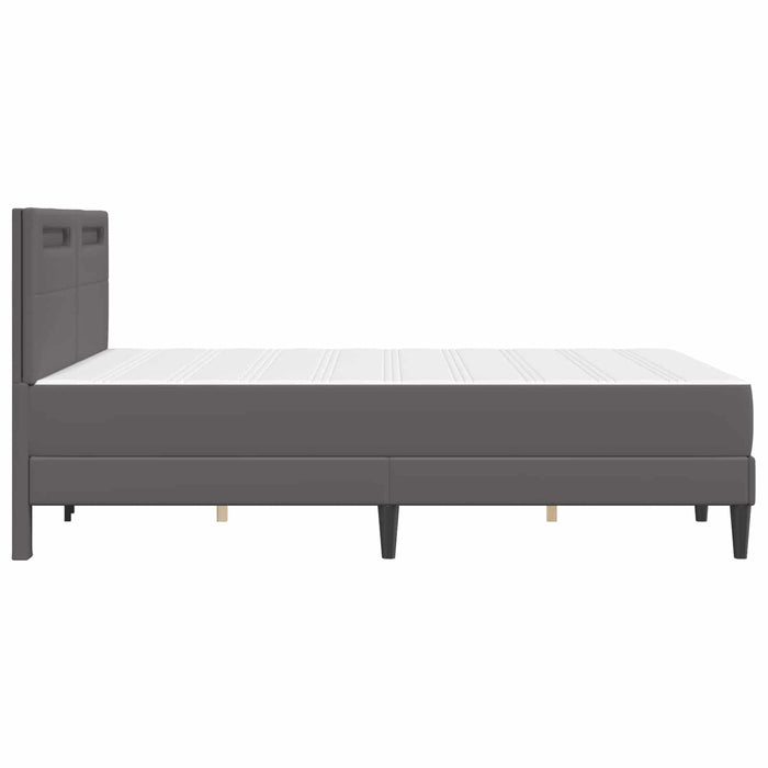 Cadru de pat cu benzi LED Gri 140 x 190 cm Piele artificială - WALTI WALTI