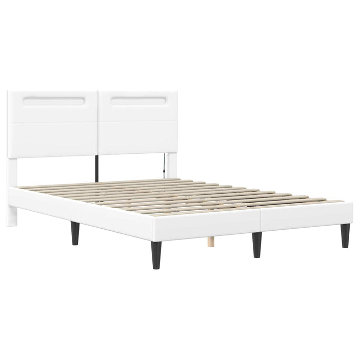 Cadru de pat cu benzi LED Alb 140 x 190 cm Piele artificială - WALTI WALTI