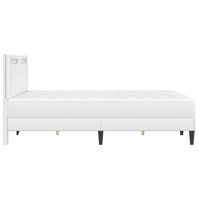 Cadru de pat cu benzi LED Alb 140 x 190 cm Piele artificială - WALTI WALTI