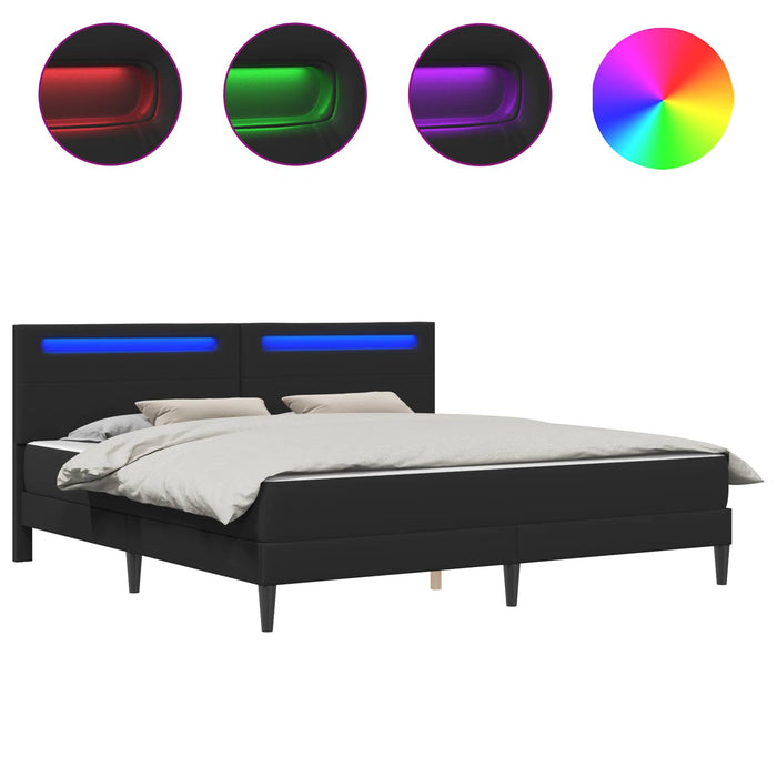 Cadru de pat cu benzi LED Negru 180 x 200 cm Piele artificială WALTI