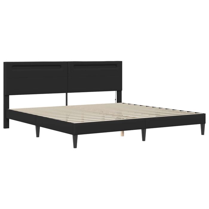 Cadru de pat cu benzi LED Negru 180 x 200 cm Piele artificială WALTI