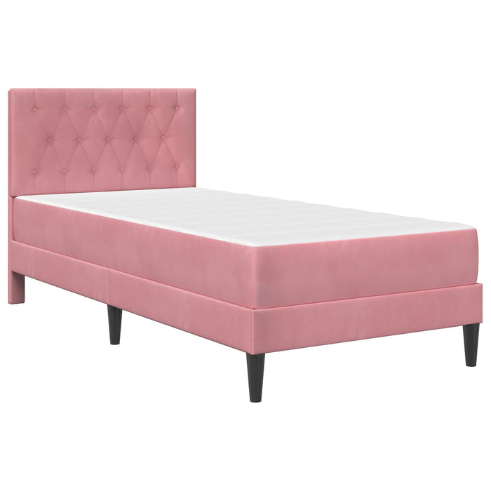 Cadru de pat cu saltea cu headboard Roz 90 x 200 cm Catifea - WALTI WALTI