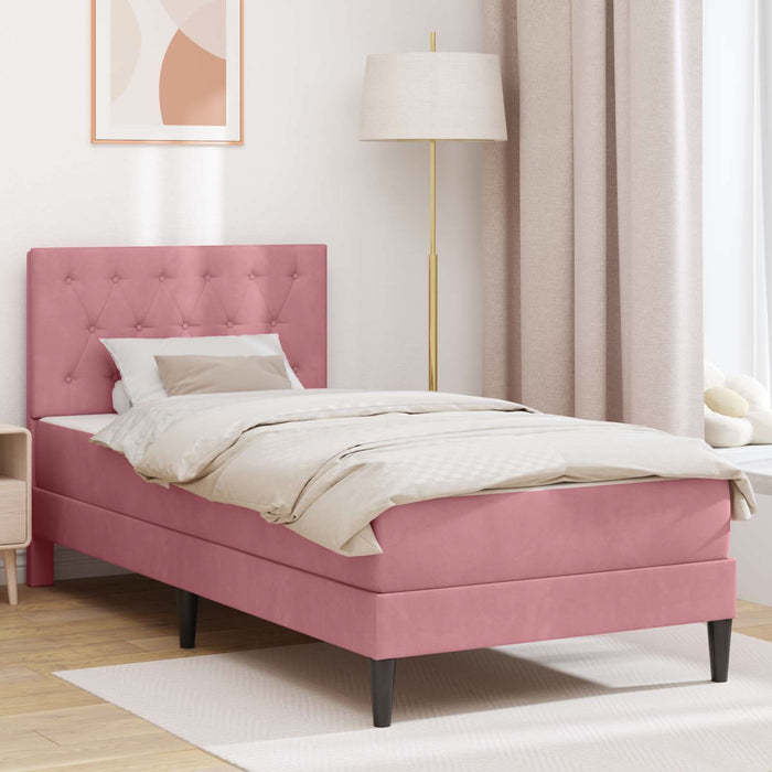Cadru de pat cu saltea cu headboard Roz 100 x 200 cm Catifea - WALTI WALTI
