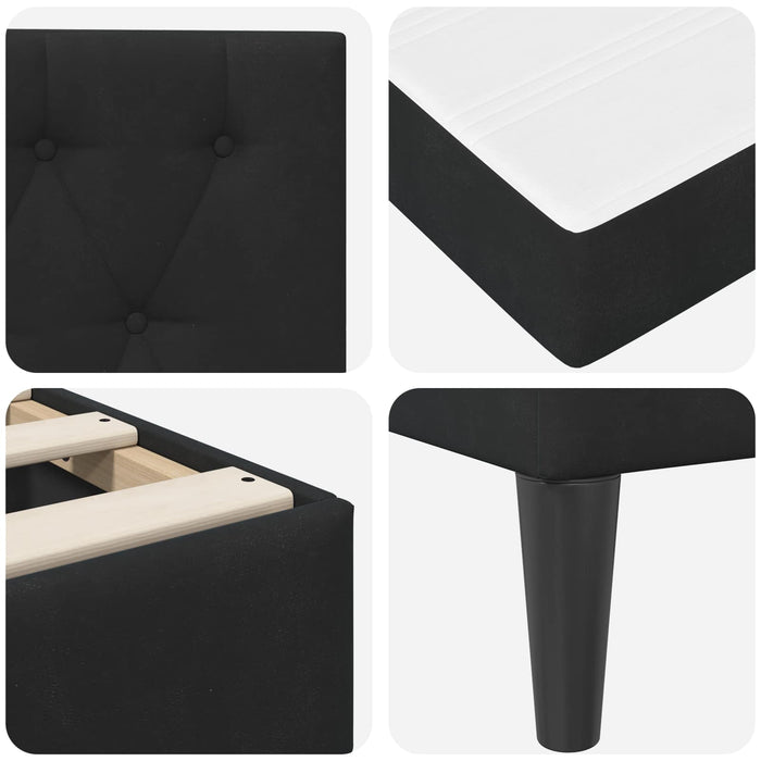 Cadru de pat cu saltea vidaXL Negru Negru 120 x 190 cm Catifea - WALTI WALTI
