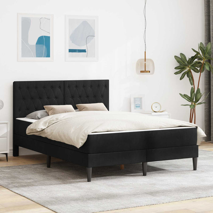 Cadru de pat cu saltea vidaXL Negru Negru 120 x 190 cm Catifea - WALTI WALTI