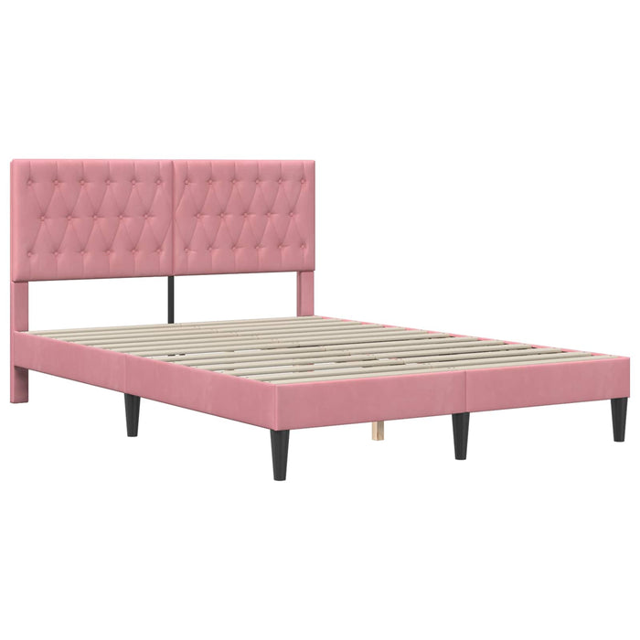 Cadru de pat cu saltea cu headboard Roz 120 x 200 cm Catifea - WALTI WALTI