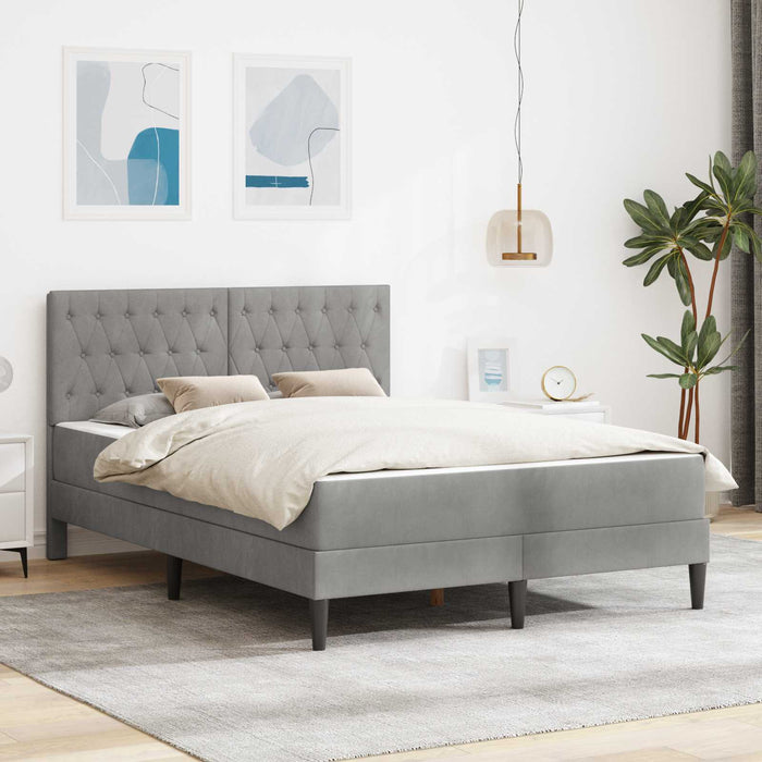 Cadru de pat cu saltea Gri deschis 140 x 190 cm Catifea - WALTI WALTI