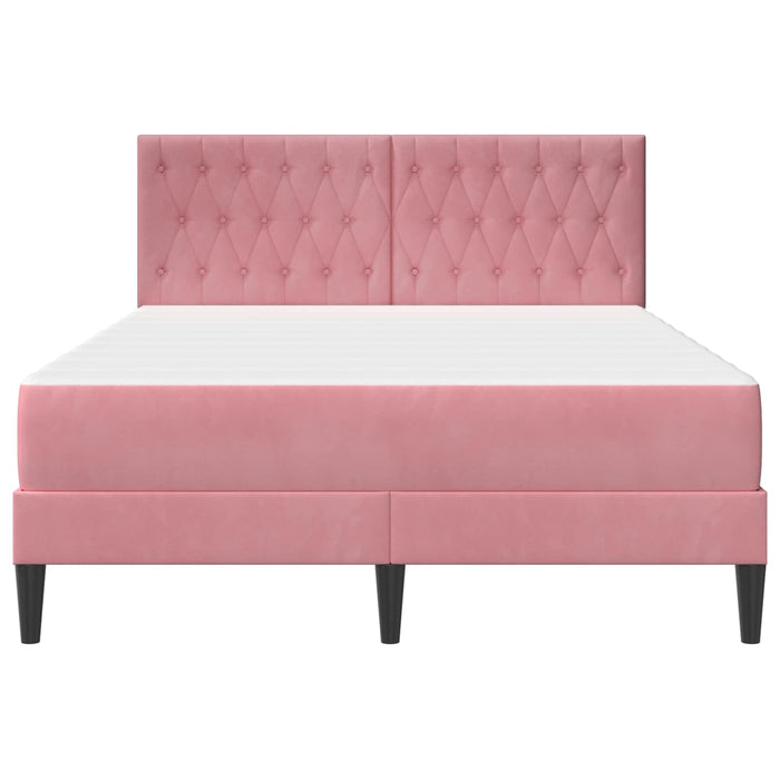 Cadru de pat cu saltea cu headboard Roz 140 x 190 cm Catifea - WALTI WALTI