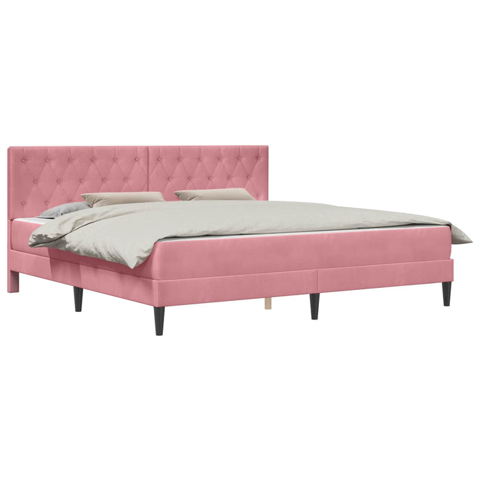 Cadru de pat cu saltea cu headboard Roz 180 x 200 cm Catifea - WALTI WALTI
