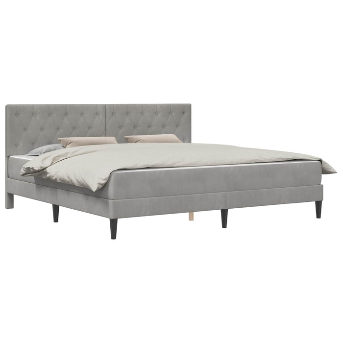 Cadru de pat cu saltea Gri deschis 200 x 200 cm Catifea - WALTI WALTI