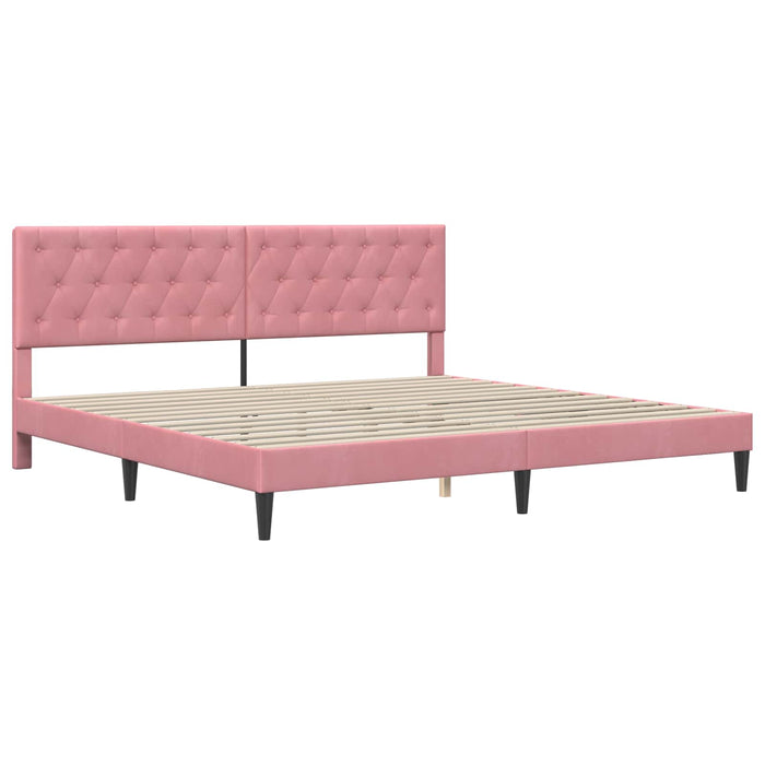 Cadru de pat cu saltea cu headboard Roz 200 x 200 cm Catifea - WALTI WALTI
