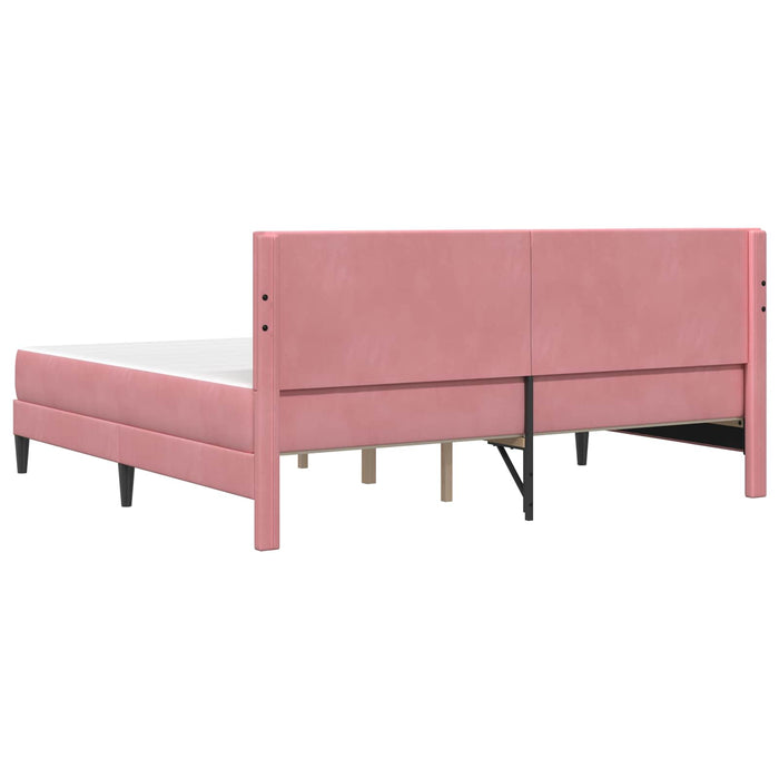 Cadru de pat cu saltea cu headboard Roz 200 x 200 cm Catifea - WALTI WALTI